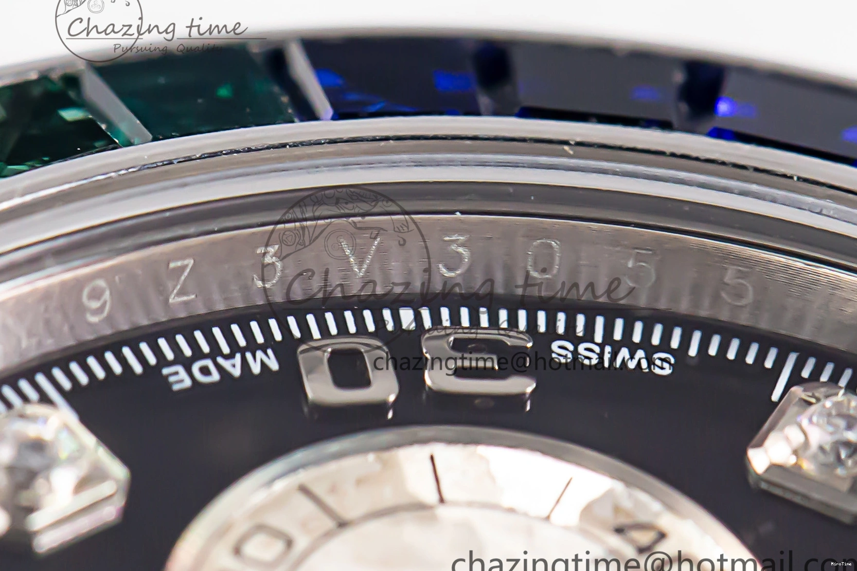 MiroTime 1226 Sleek Custom Daytona 116520 RBOW Rainbow Clean Best Edition Black Dial on SS Bracelet SA 1730